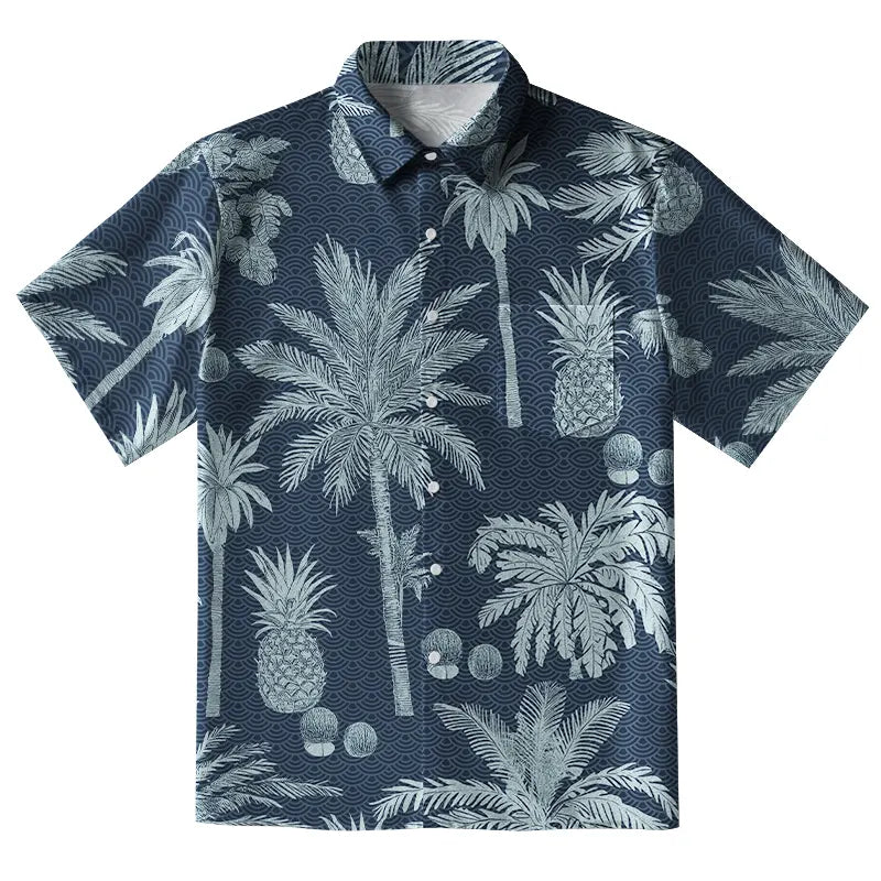 Tropical Pineapple And Palm Button-up Shirt