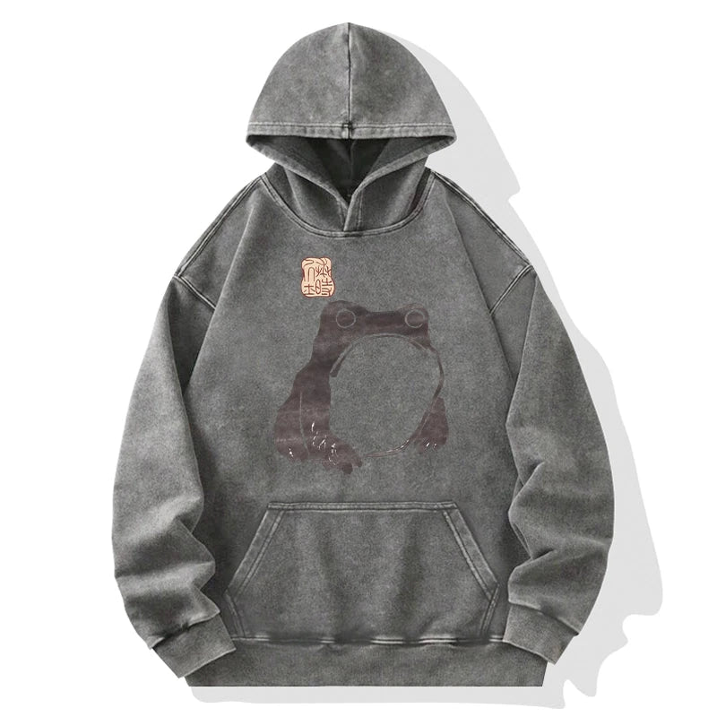 Matsumoto Hoji Woodblock Print Frog Washed Hoodie