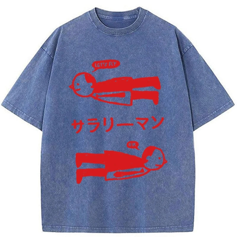 Let's Fly Office Worker Washed T-Shirt
