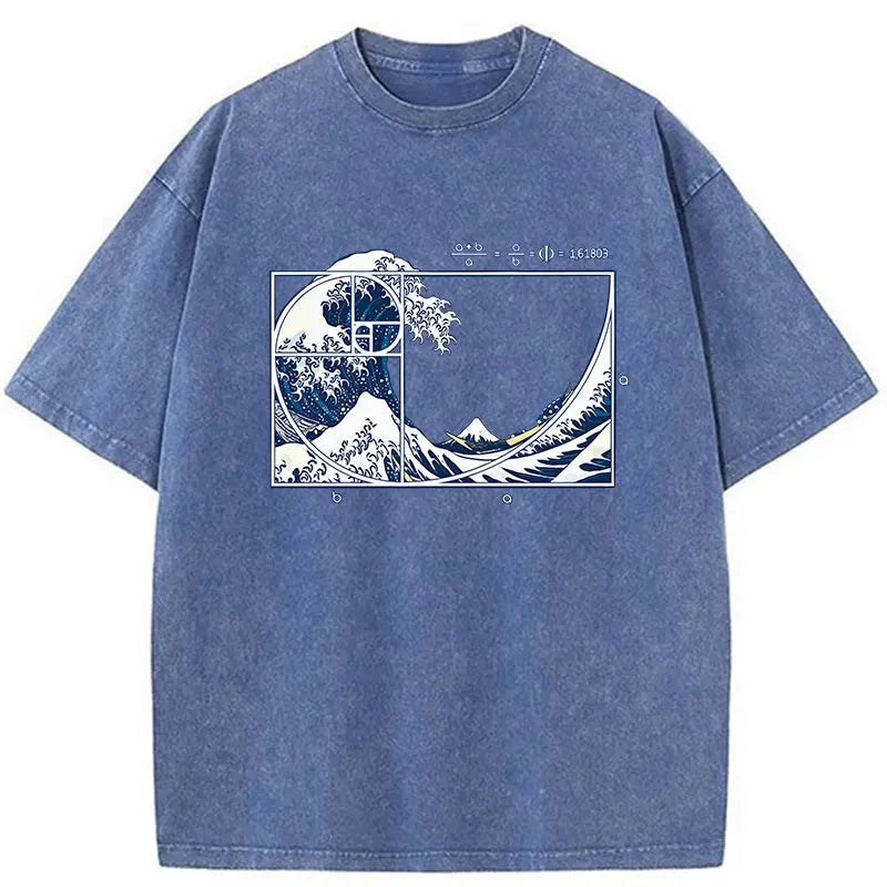Ukiyoe Waves Japan Washed T-Shirt
