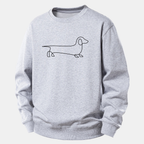 Line Dachshund Print Relax Fit Sweatshirt