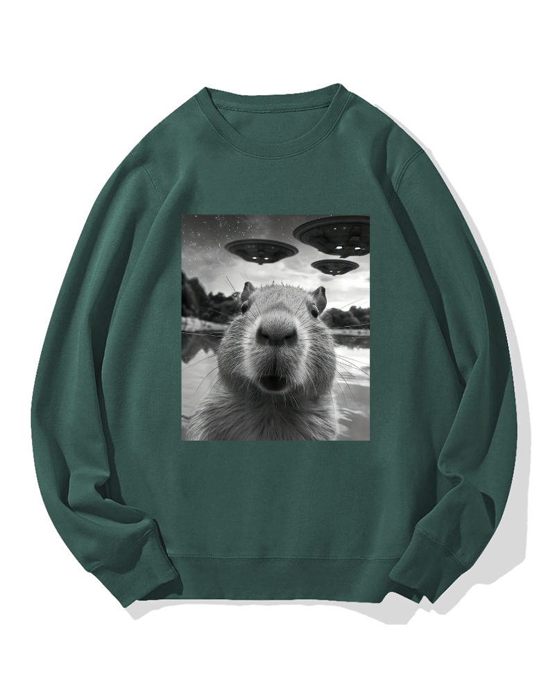 UFO and Capybara Cotton Sweatshirt
