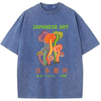 Colorful Mushrooms Japanese Art Washed T-Shirt