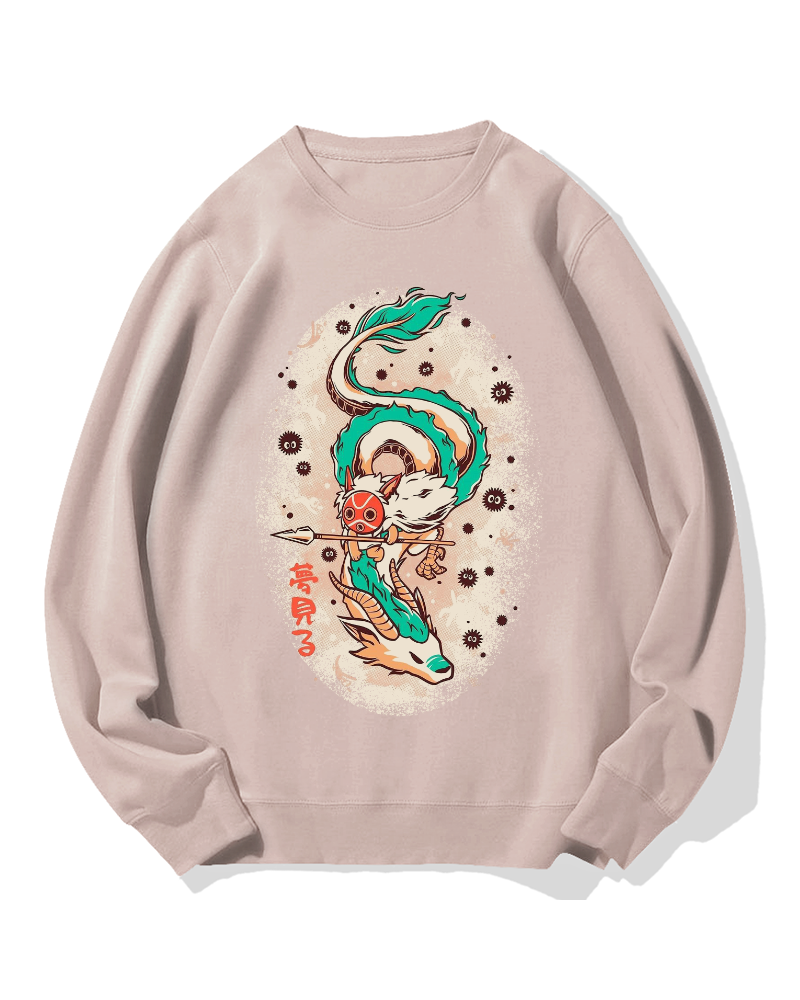 Japanese White Dragon Cotton Sweatshirt