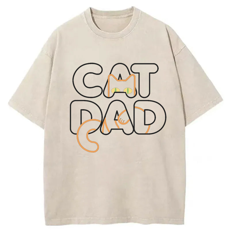 Cat Dad Washed T-Shirt