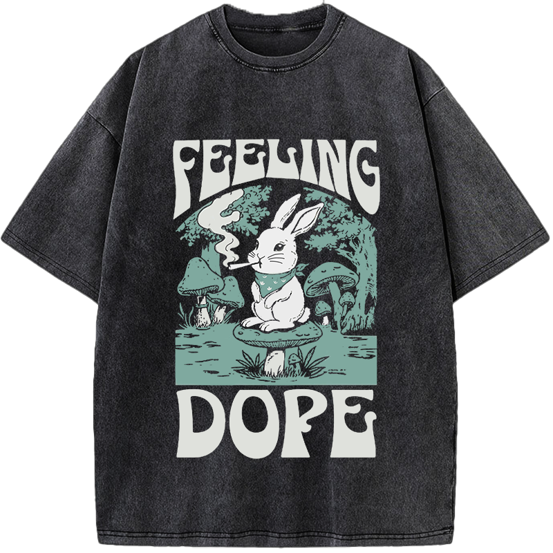 Dope Forest Bunny Vintage Washed 100% Cotton T-Shirt