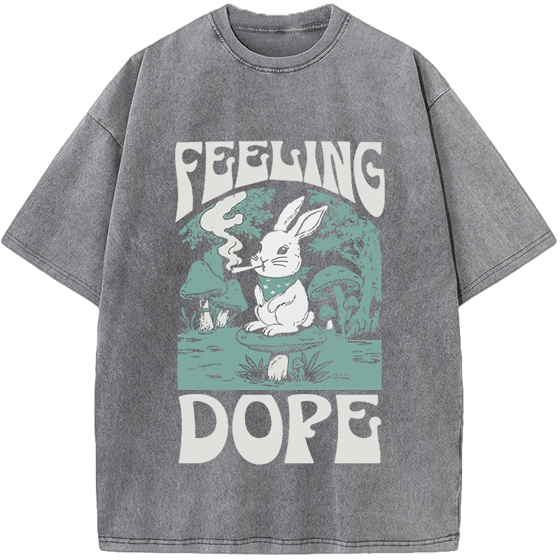 Dope Forest Bunny Vintage Washed 100% Cotton T-Shirt