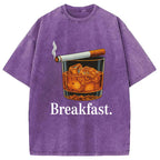 Breakfast Funny Meme Washed T-Shirt