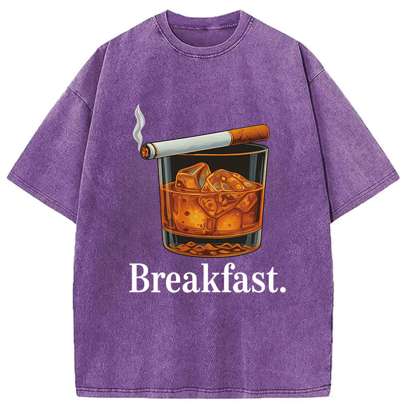 Breakfast Funny Meme Washed T-Shirt