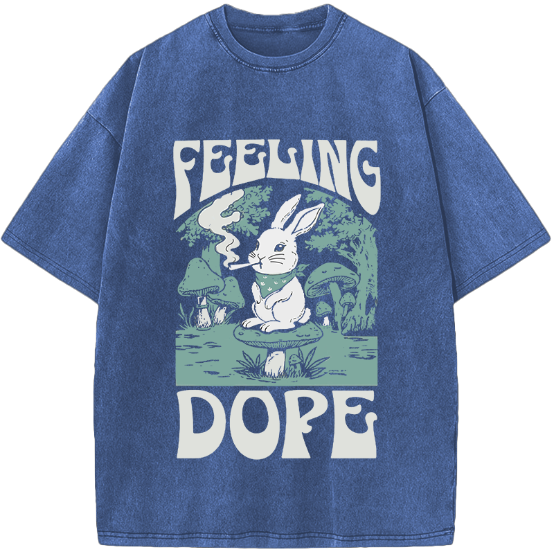Dope Forest Bunny Vintage Washed 100% Cotton T-Shirt