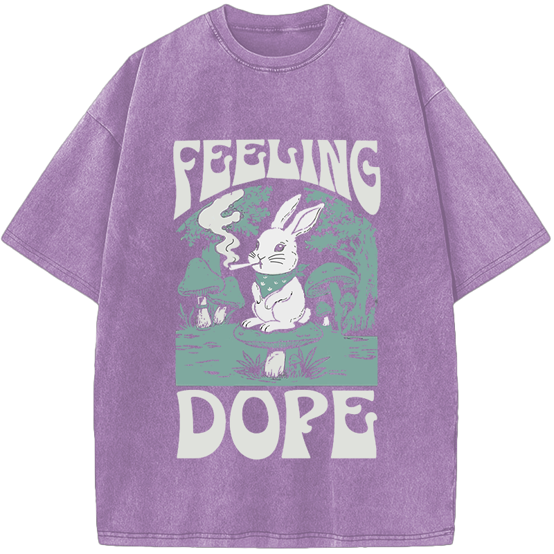 Dope Forest Bunny Vintage Washed 100% Cotton T-Shirt