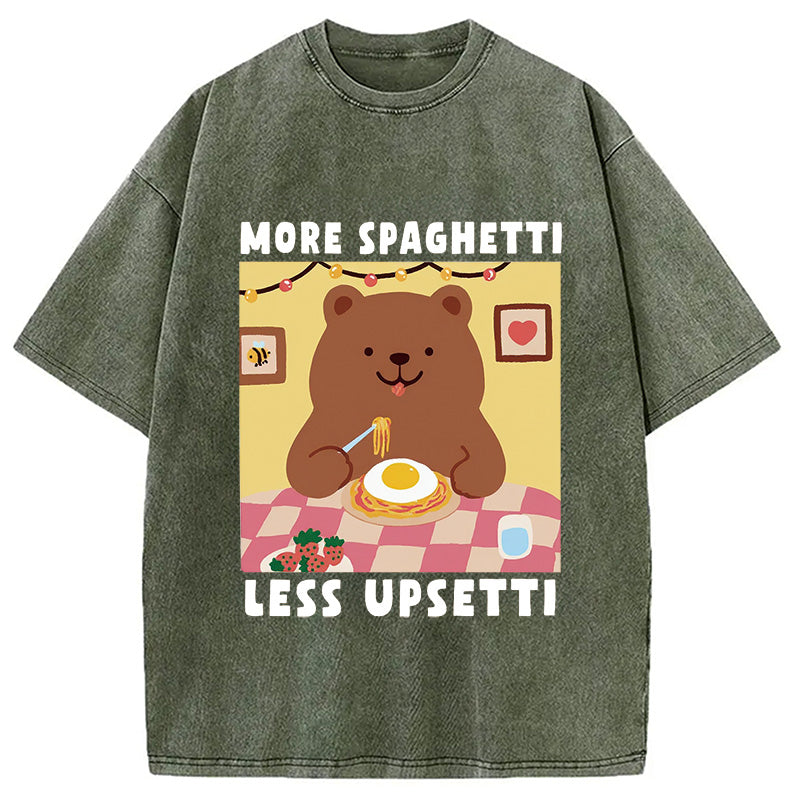 Bear Eating Spaghetti Washed T-Shirt