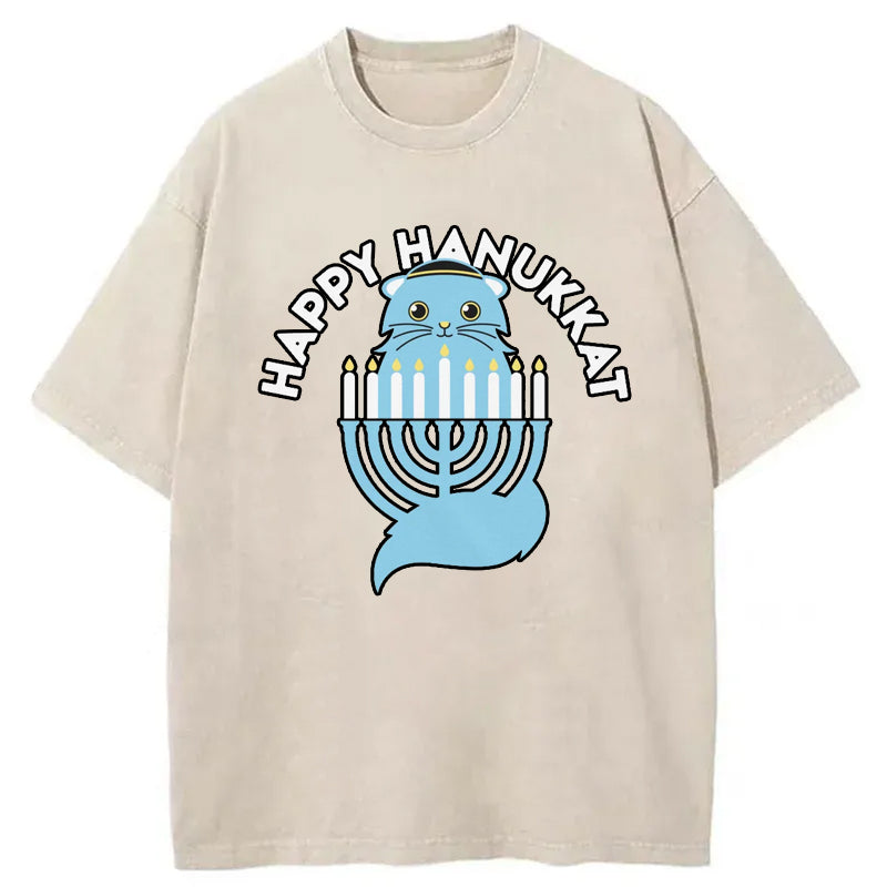 Happy Hanukkat Washed T-Shirt