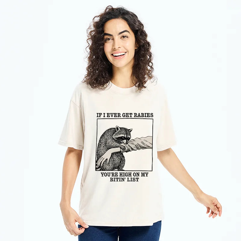 Unisex Raccoon Bites Washed T-Shirt