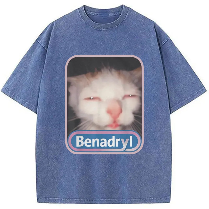 Benadryl Meme Cat Washed T-Shirt