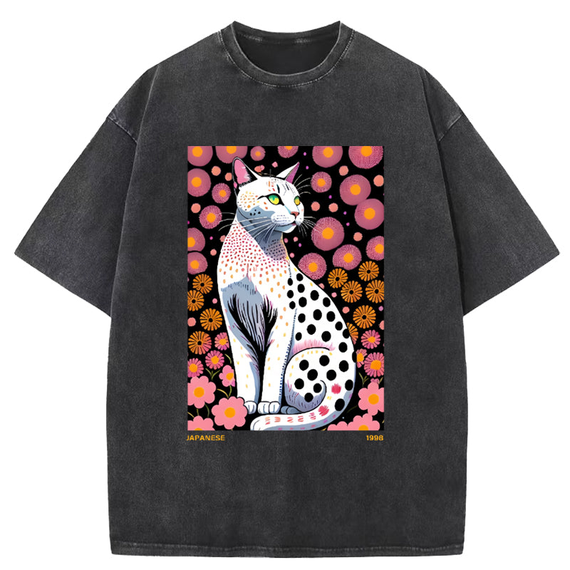White Cat Vintage Washed T-Shirt