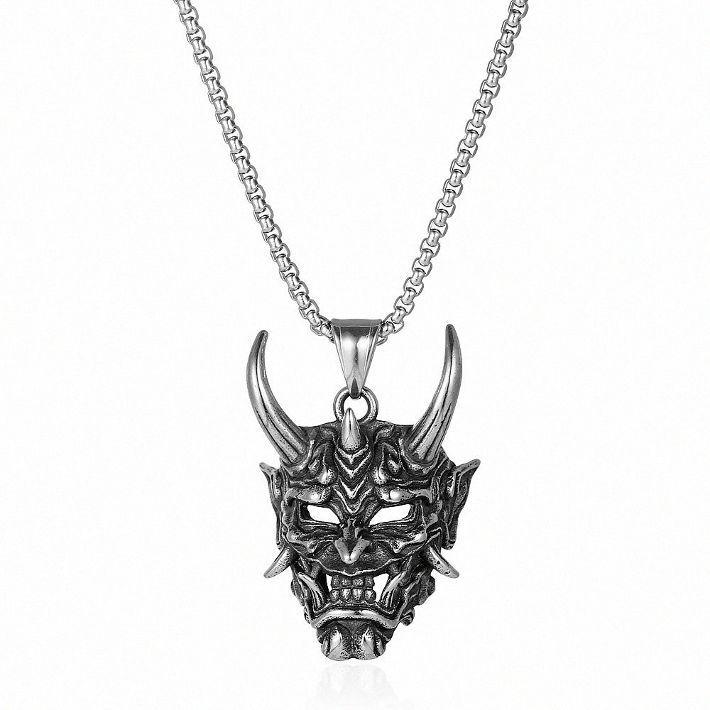 Dark Retro Japanese Prajna Mask Necklace