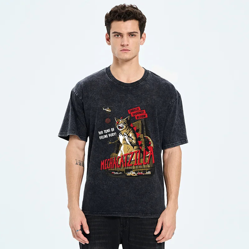 MechaCatzilla Washed T-Shirt