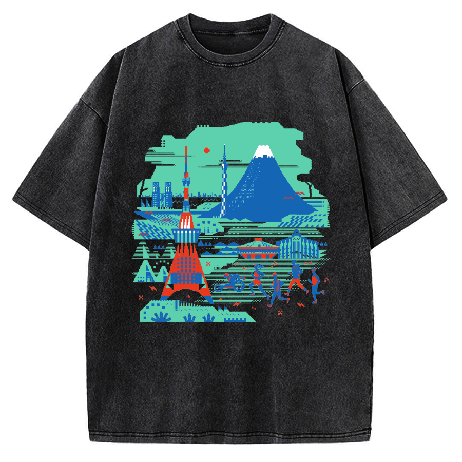 Japan Landscape & Sports Vintage Washed T-shirt
