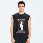 I Like My Coffe How I Like My Magic Vintage Distressed Washed Tank Top