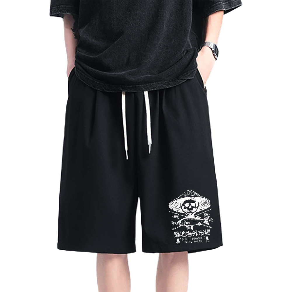 Tsukiji Market Skeleton Cotton Casual Shorts