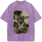 Unisex Surviving Not Thriving Decadent Cat Vintage Washed T-Shirt