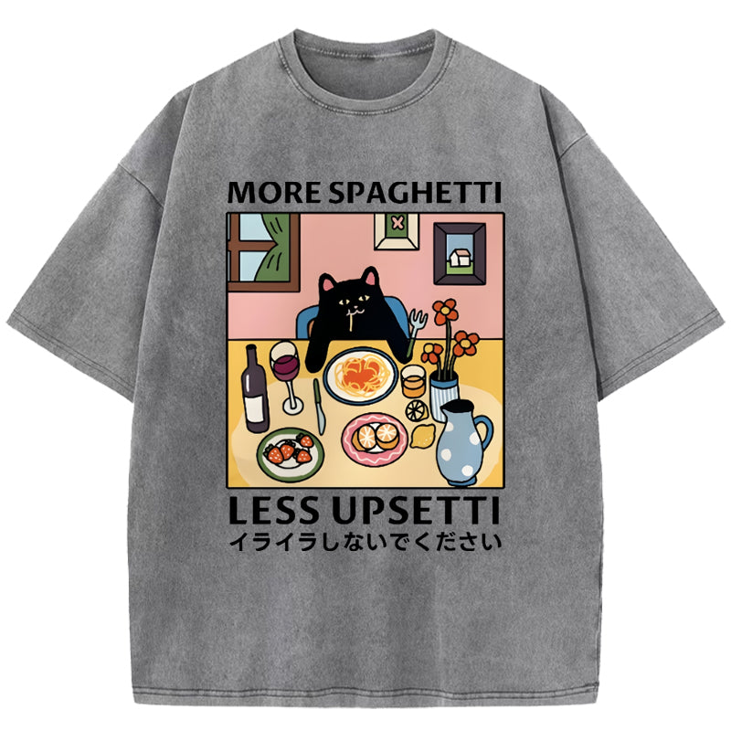 Spaghetti Black Cat Vintage Washed T-Shirt