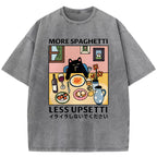 Spaghetti Black Cat Vintage Washed T-Shirt