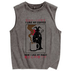 I Like My Coffe How I Like My Magic Vintage Distressed Washed Tank Top