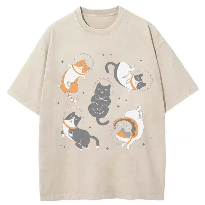 Cats In Space Washed T-Shirt