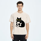 Unisex Cat And Skull Japan Washed T-Shirt