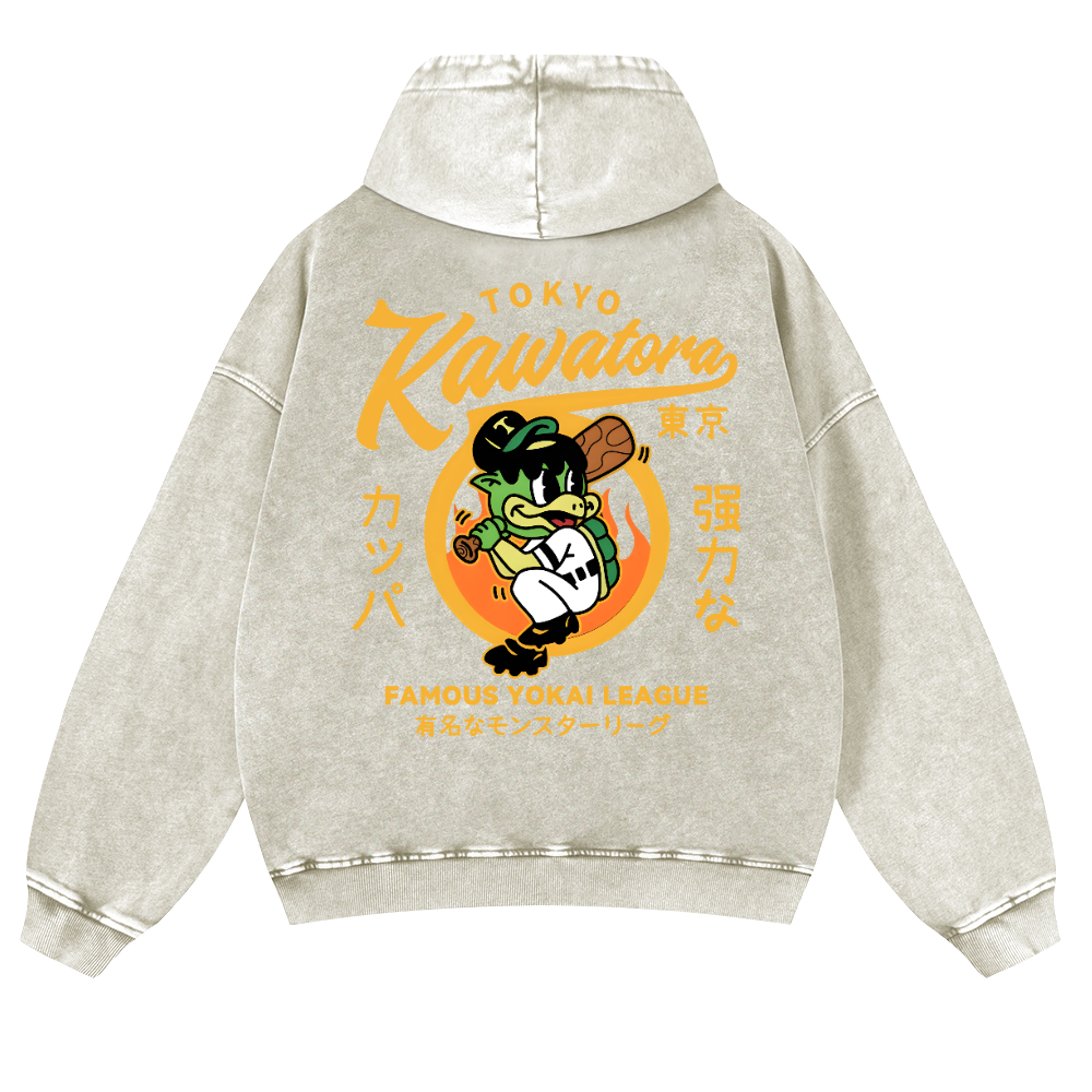 Tokyo Kawatora Vintage Washed Cotton Back Art Hoodie