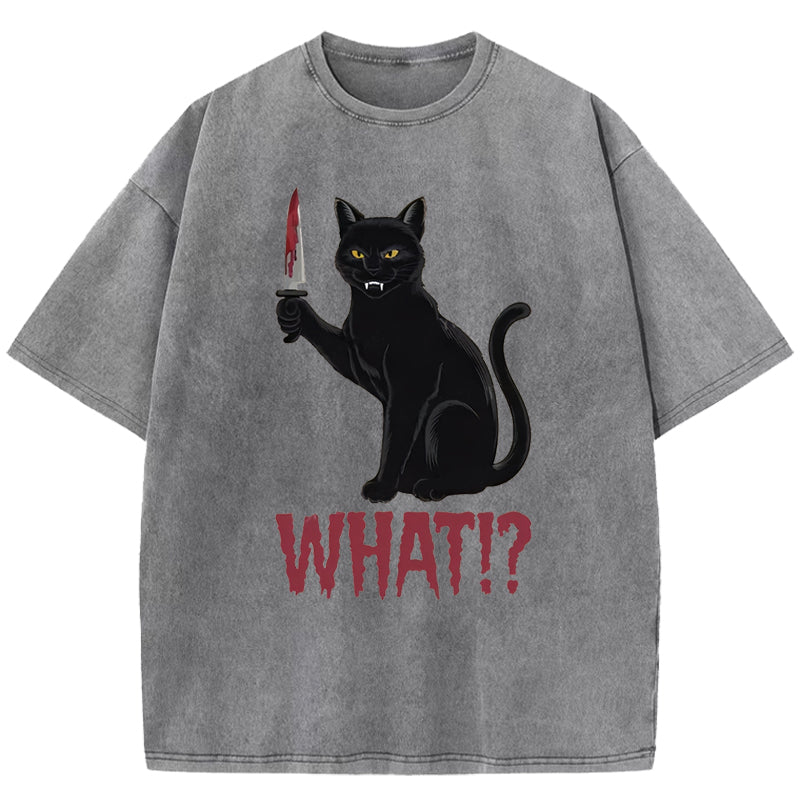 Fierce Black Cat Washed T-Shirt