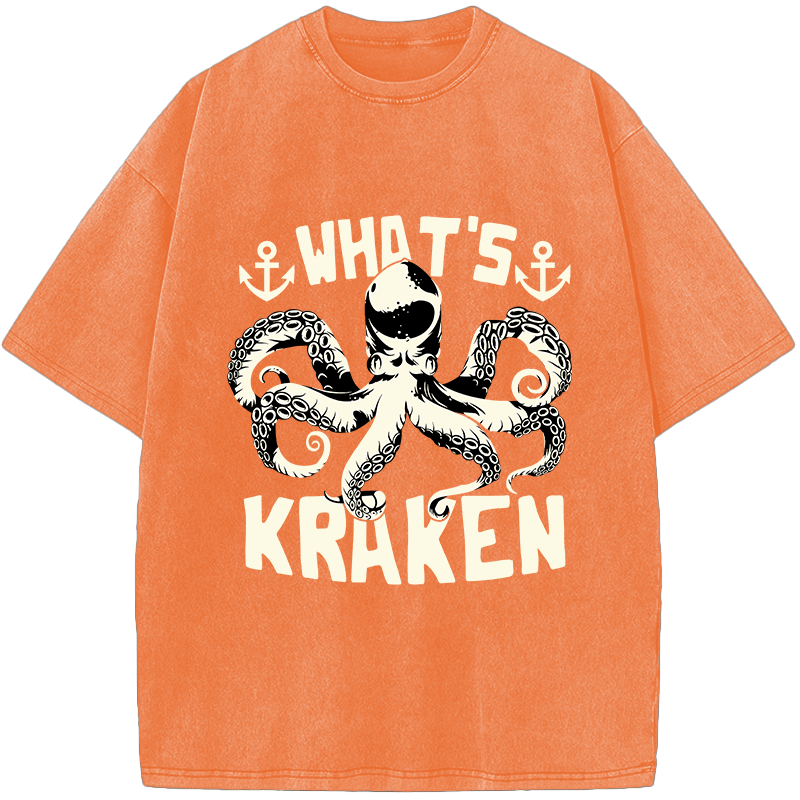 What’s Kraken Octopus Vintage Washed T-Shirt