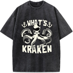 What’s Kraken Octopus Vintage Washed T-Shirt