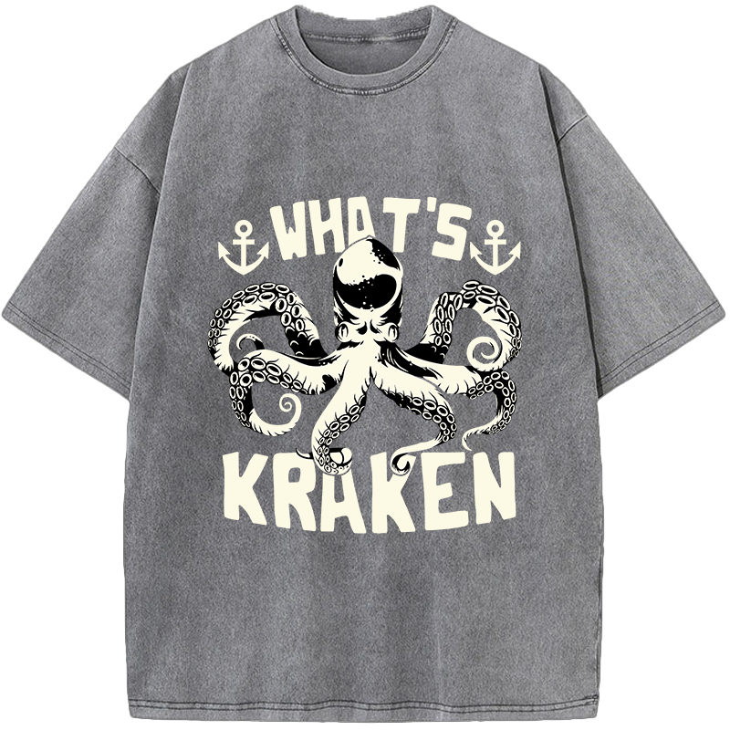 What’s Kraken Octopus Vintage Washed T-Shirt