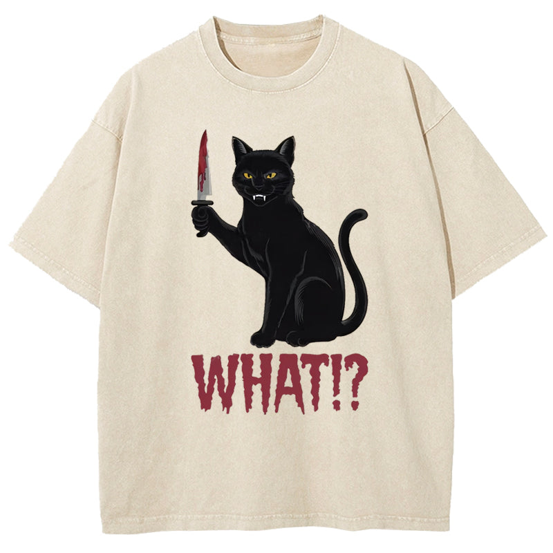 Fierce Black Cat Washed T-Shirt