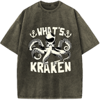What’s Kraken Octopus Vintage Washed T-Shirt