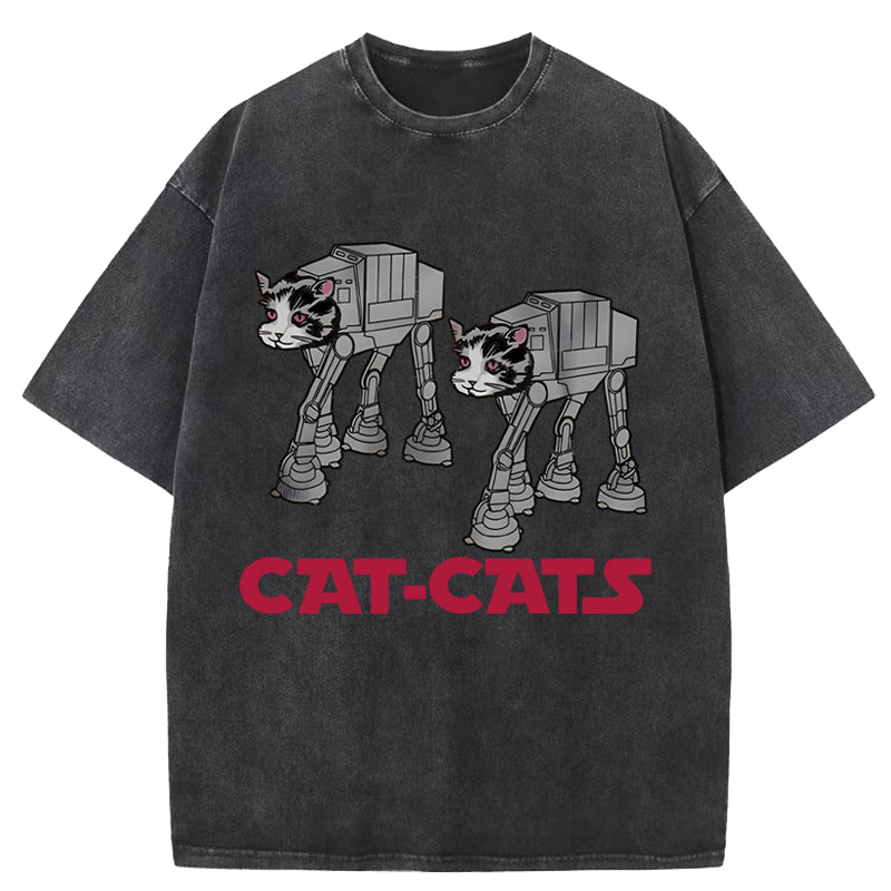 Walking Robot Cat Washed T-Shirt