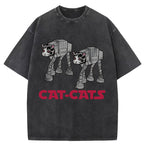 Walking Robot Cat Washed T-Shirt
