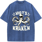 What’s Kraken Octopus Vintage Washed T-Shirt