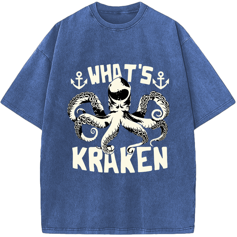 What’s Kraken Octopus Vintage Washed T-Shirt