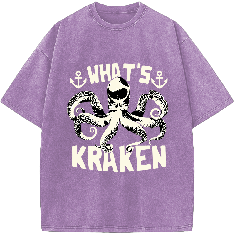 What’s Kraken Octopus Vintage Washed T-Shirt