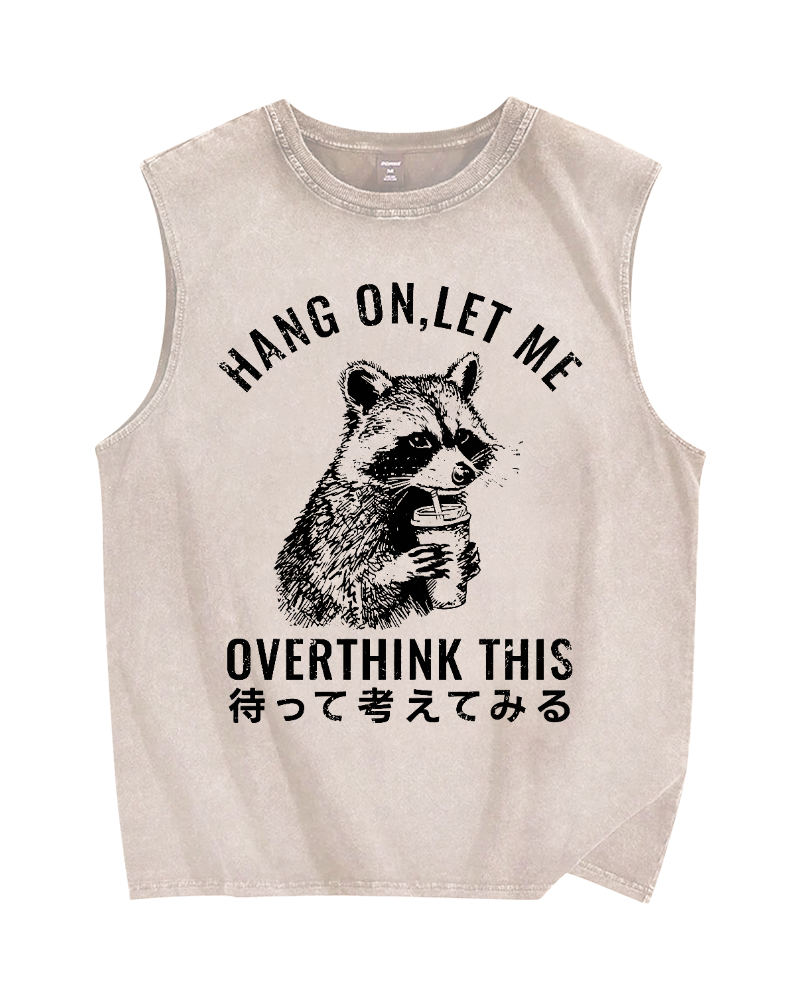 Thinking raccoon Vintage Distressed Washed Tank Top