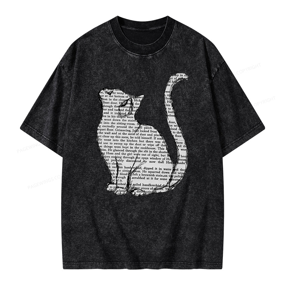 Lots Of Books And Cute Cats Unisex Washed T-shirt