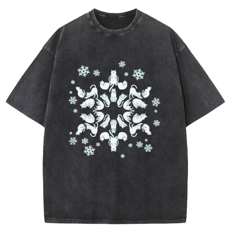 Cat Snowflake Washed T-Shirt