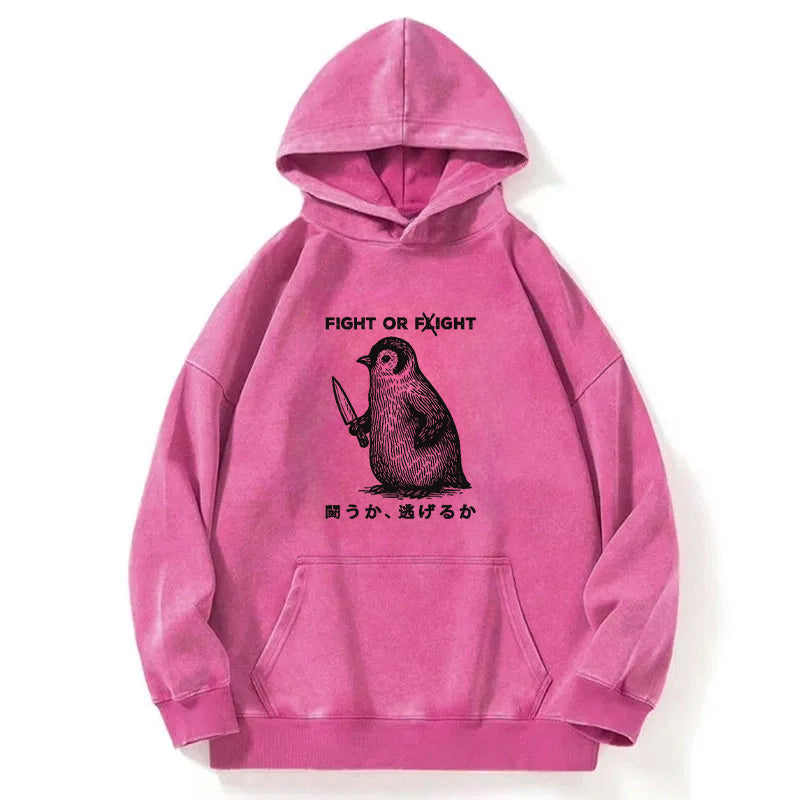Funny Fight Or Flight Washed Hoodie