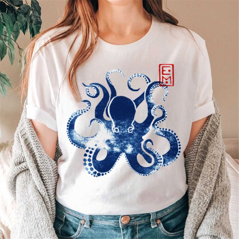 Vintage Japanese Octopus Washed Cotton T-Shirt