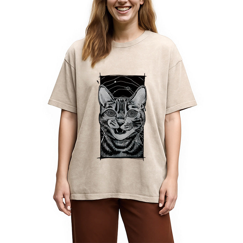 Hypnotic Cat Washed T-Shirt