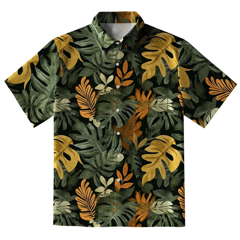 Tropical Leaf Frenzy Button-up Shirt